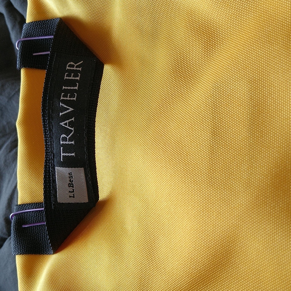 Ll Bean small hanging travel case in yellow.